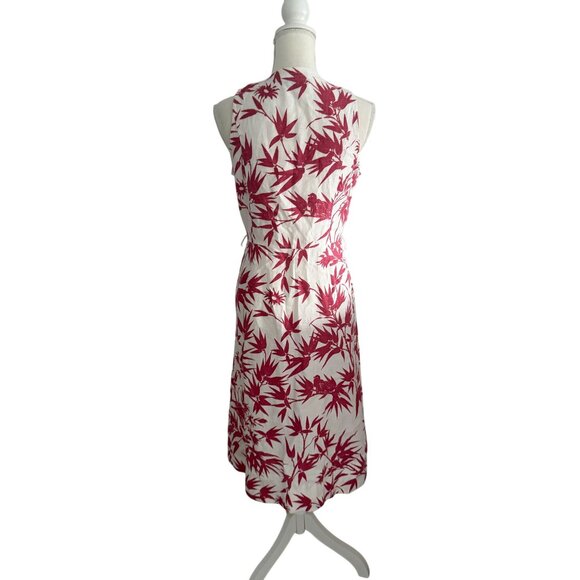 POLO RALPH LAUREN 100% Linen Cream Red Botanical Linen Wrap Dress Size 6 - Picture 7 of 14